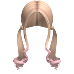 Low Curly Fairytale Pigtails in Blonde to Pink
