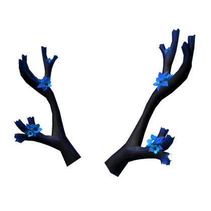 (GLOW) Blue/Black Sakura Horns (Addon) Roblox item