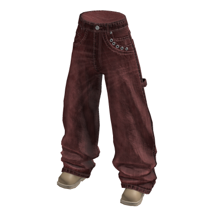Faded Baggy Carpenter Jeans (Burgundy)