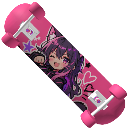 Cute Anime Skateboard - Pink Kawaii Chibi Catgirl Roblox item