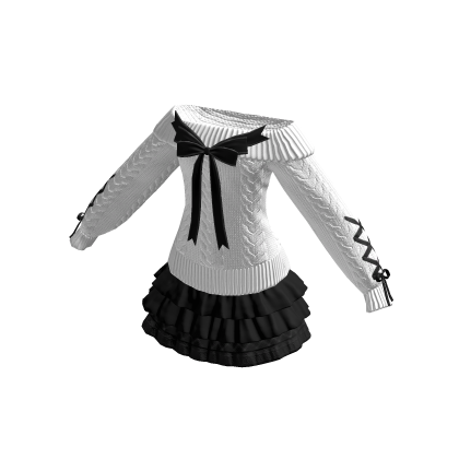 Bow Sweater Dress White Jirai Kei Chic Skirt y2k thumbnail
