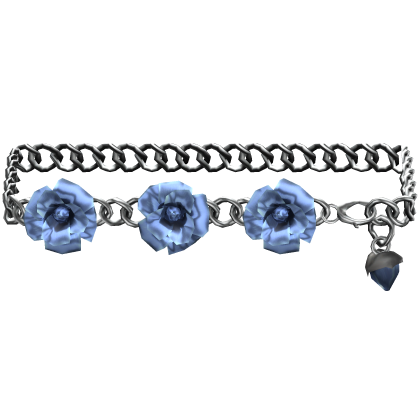 1.0 Blue Silver Rose Flower  Waist Chain Belt