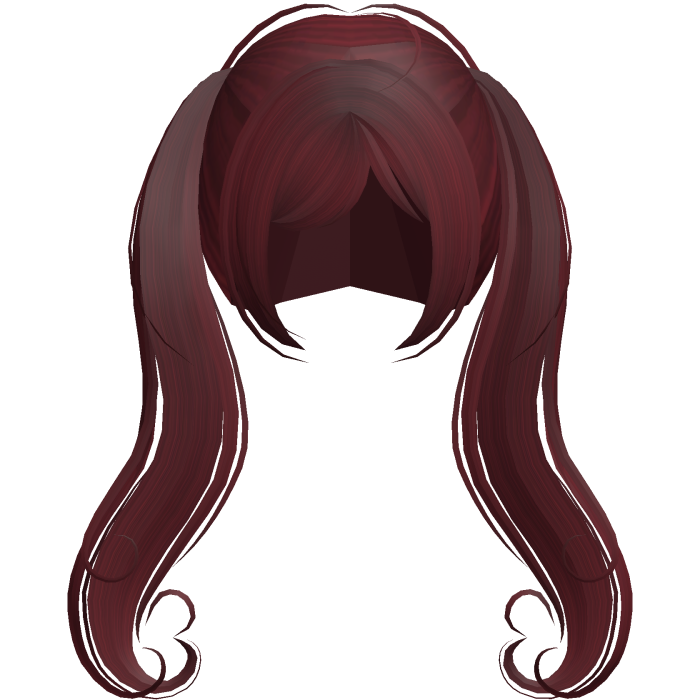 ♡ heart curled shy dolly pigtails in dark red