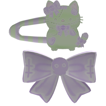 cute halloween green and purple clip and bow