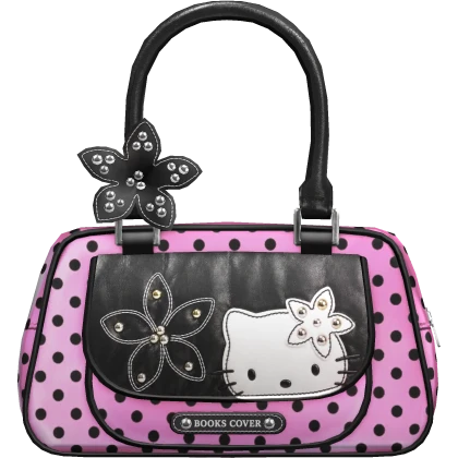 Cute Gyaru Polkadot Floral Kitty Bag Black Pink | Roblox Item