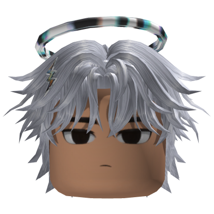 Spiky Anime Hair w/ Halo & Clips (Silver)
