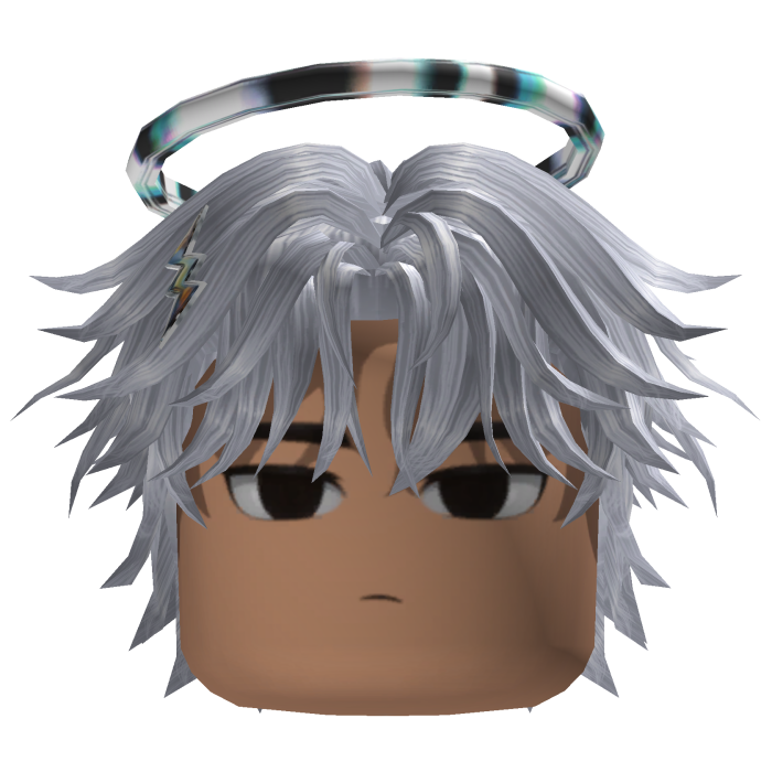 Spiky Anime Hair w/ Halo & Clips (Silver)