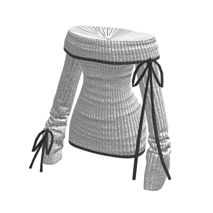 white knit outfit with black lace