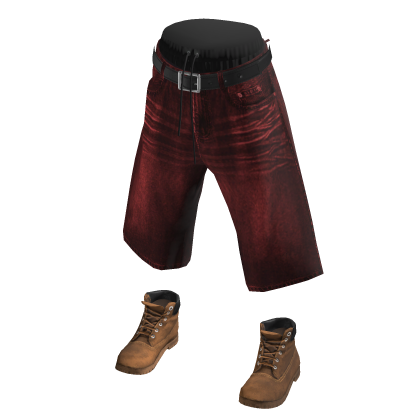 💗Y2K BERMUDA DENIM SHORTS WITH SHOES_RED thumbnail