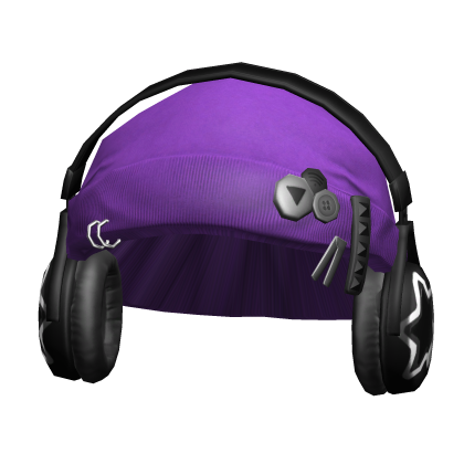 Purple Y2k Grunge Beanie with Headphones Roblox item