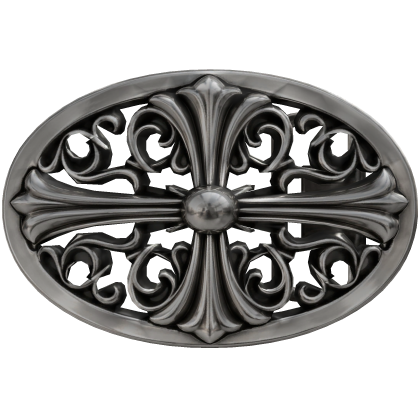Silver Gothic Ornate Cross Belt Buckle
