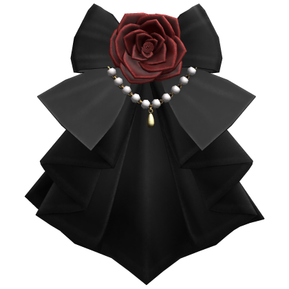 Victorian Black Ruffle Jabot Red Rose thumbnail