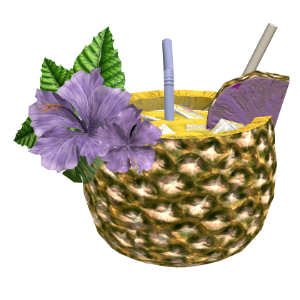 Pineapple Tropical Drink w/ Hibiscus Flowers