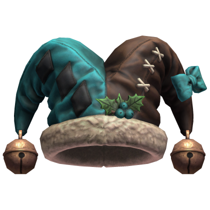 Teal Brown Christmas Jester Hat