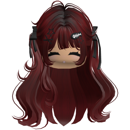 ♡ Cute Girl Pigtails w/ Hairclips & Face (Red) Roblox item