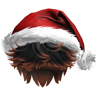 Messy Fluffy Black and Orange Hair a Santa Hat Y2k