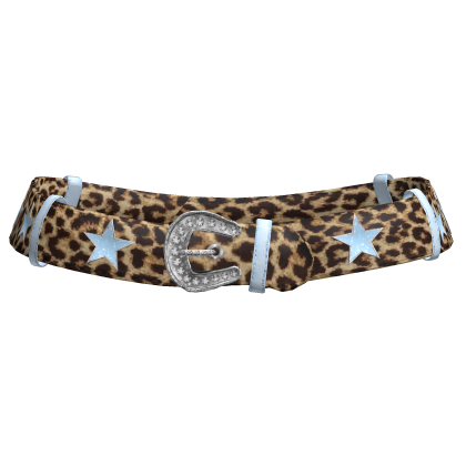 Star Y2K Gyaru Leopard Low Belt In Light Blue