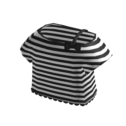 ♡ : cute off-shoulder black striped tee