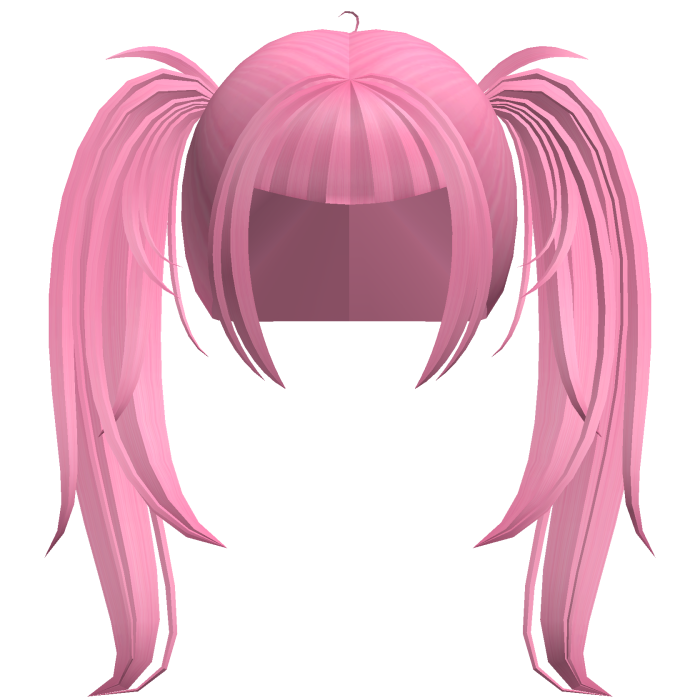 alt y2k messy straight pigtails in hot pink 