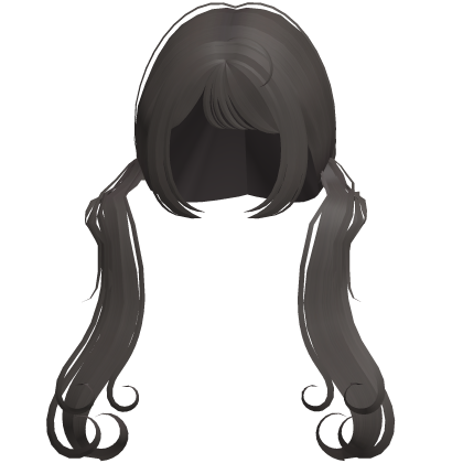 Long cute curled doll pigtails in ash brown fit r6 Roblox item