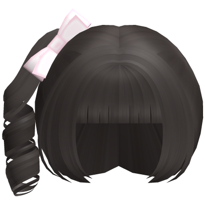dark ash kawaii curly side ponytail cutie