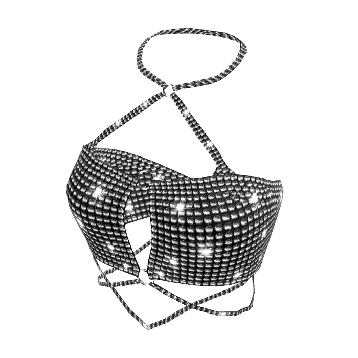 ✅🔴GLOWING Black Lux Glam Drip Halter Top✅🔴