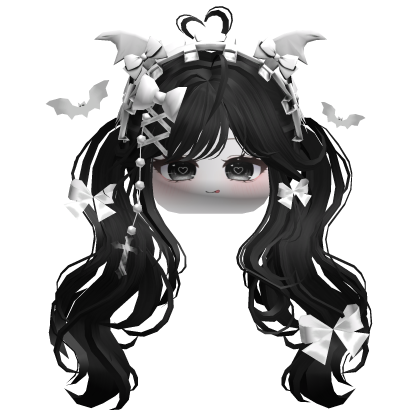 Goth Wavy Pigtails w/Headband (Black)