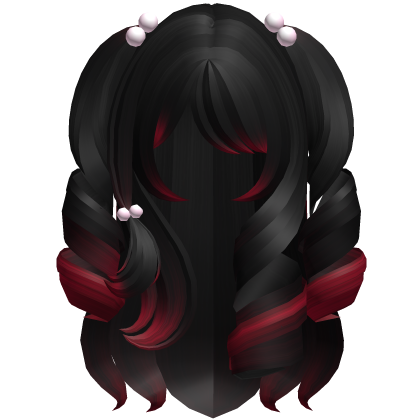 Cute Long Princess Curls In Black Red Roblox item