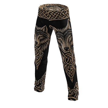 Viking Style Wolf Head Skinny Jeans