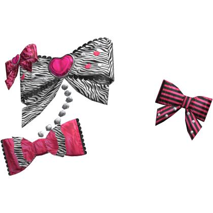 Cute Decora Gyaru Charm Pearl Bows (Pink & White)