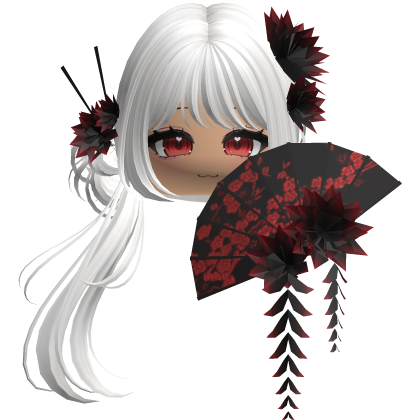 Side Ponytail w/ Cherry Blossoms & Fan