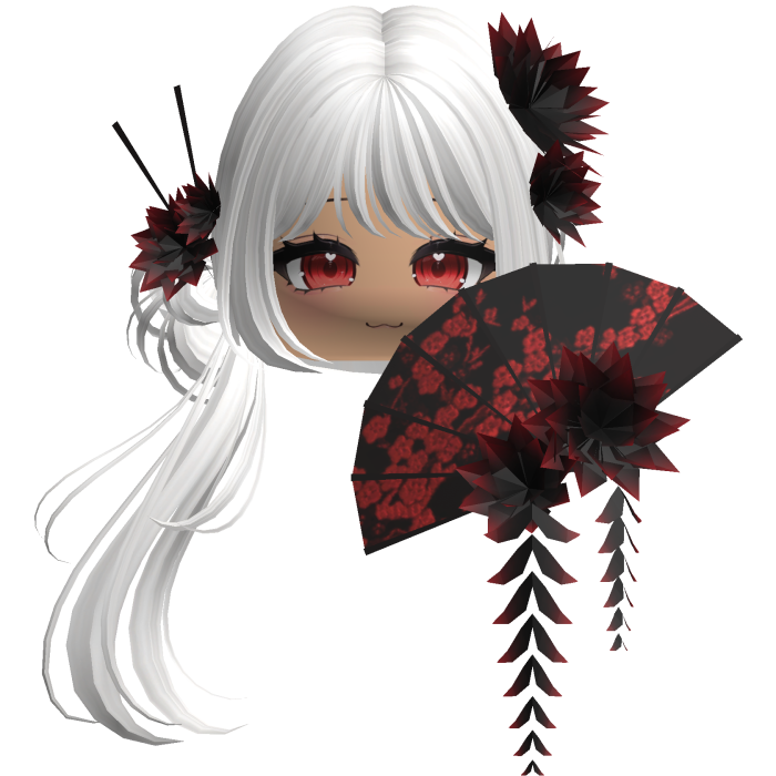 Side Ponytail w/ Cherry Blossoms & Fan