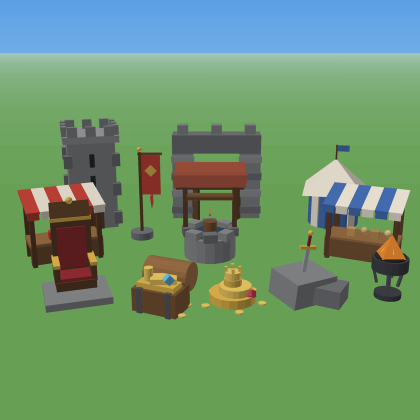 Low Poly Medieval Pack | 50 Castle and Town Props