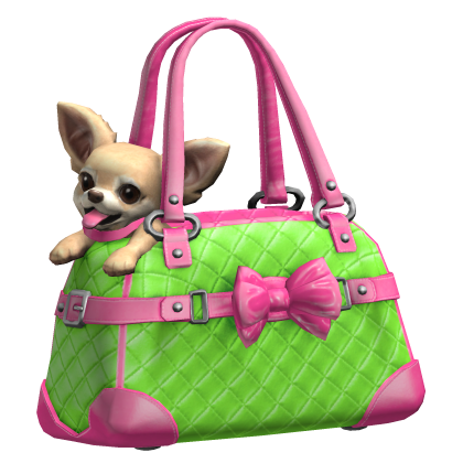 Pink & Green Chihuahua Dog Bag 2000s Mcbling