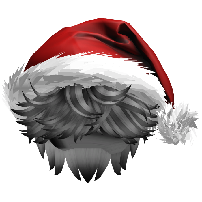 Messy Fluffy Black And Gray Hair a Santa Hat Y2k