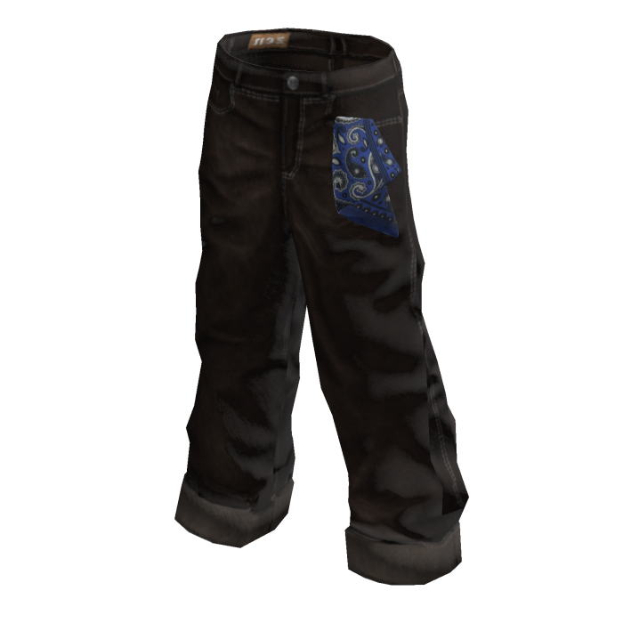 Dark Wash Baggy Denim w/ Blue Bandana Pocket