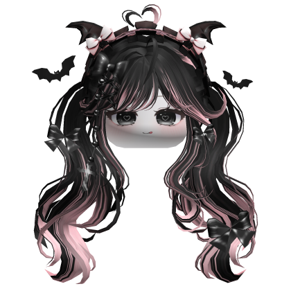 Goth Wavy Pigtails w/Headband (Black&Pink)
