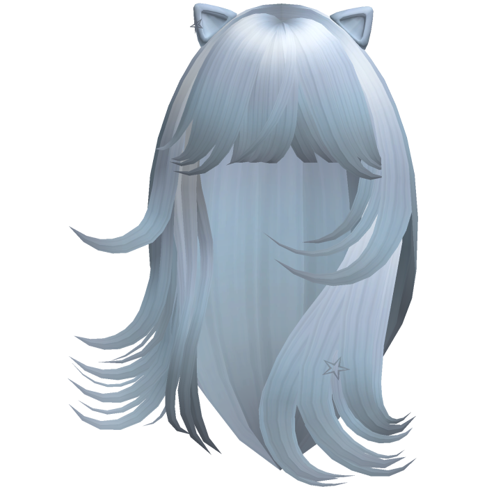 Wispy Flowy Cat Ears Hair (Sky Blue)