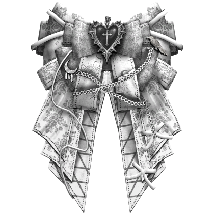 White Emo Gothic Heart Hair Bow Ribbon Roblox item