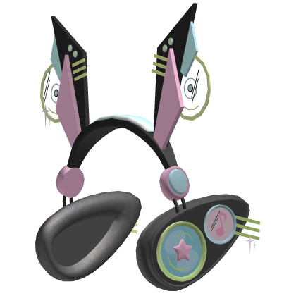 Anime Cyber Bunny Headphones Black