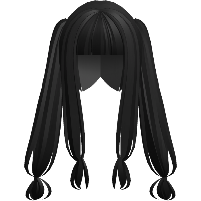 kawaii japanese straight pigtails black