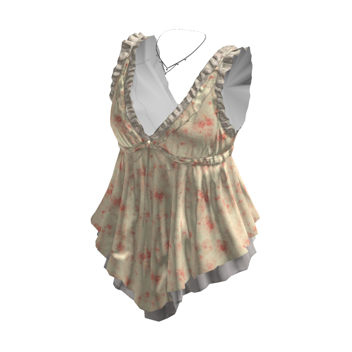 Coquette Floral Babydoll Top w/ Necklace (Yellow)