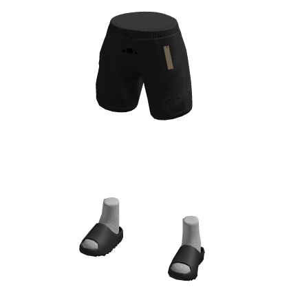 Black Essentials Shorts with Yeezi Slides