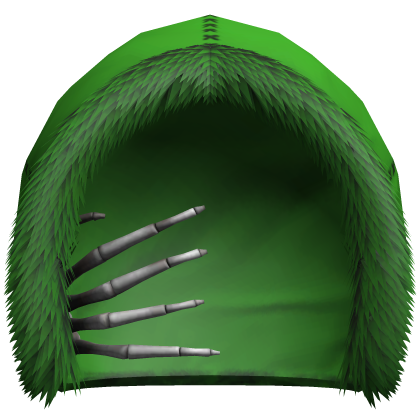 green winter hood w/ skeleton hand Roblox item