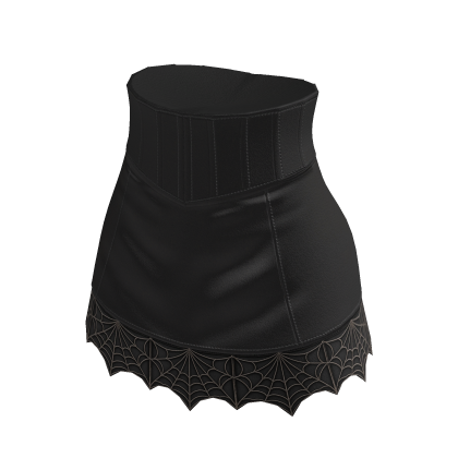 Goth Corset Mini Skirt w/ Web Hem (Black)