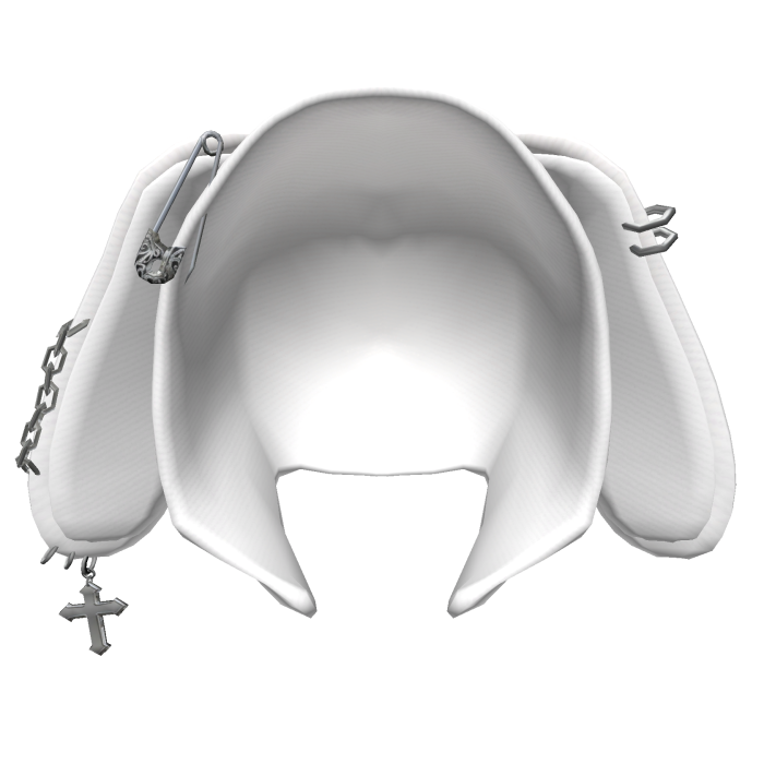 White Y2K Chained Bunny Hood