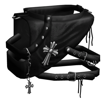 Emo Leather Gothic Cross Harness (Silver) thumbnail