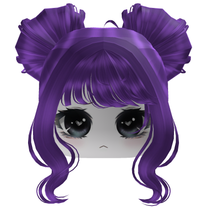 Purple Twin Buns Hair with Face Girl Roblox item