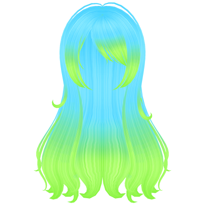 frutiger aero blue green wispy flowy hair (NEON)