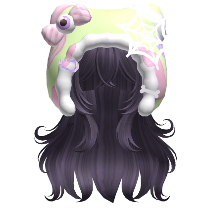 Kawaii Anime Hair w/ Pastel Goth Hood  (Purple)